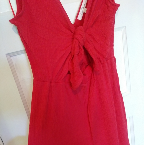 Red Tie-Front Jumpsuit - Picture 7 of 10